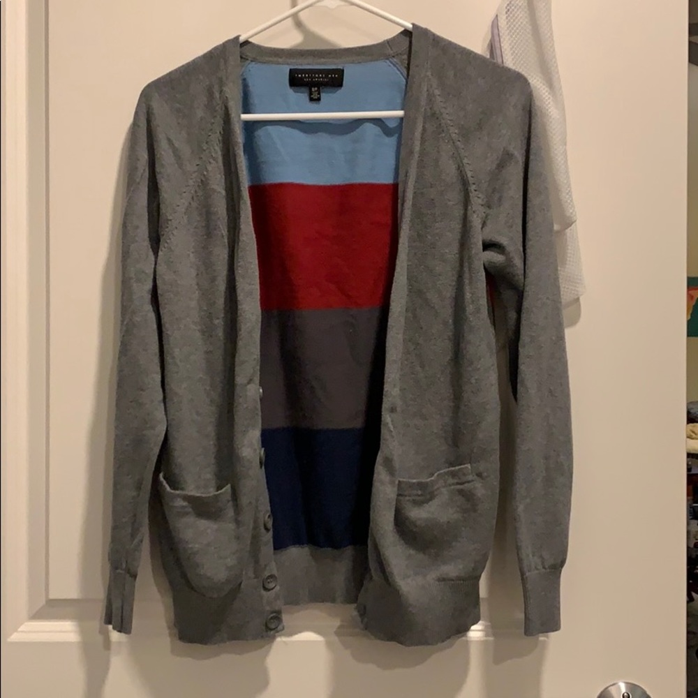 Grey and color block cardigan